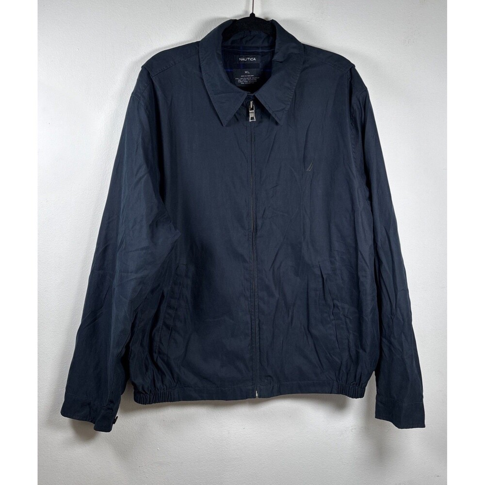 Nautica Men’s XL Blue Dadcore Lightweight Zip Up Windbreaker Jacket Preppy